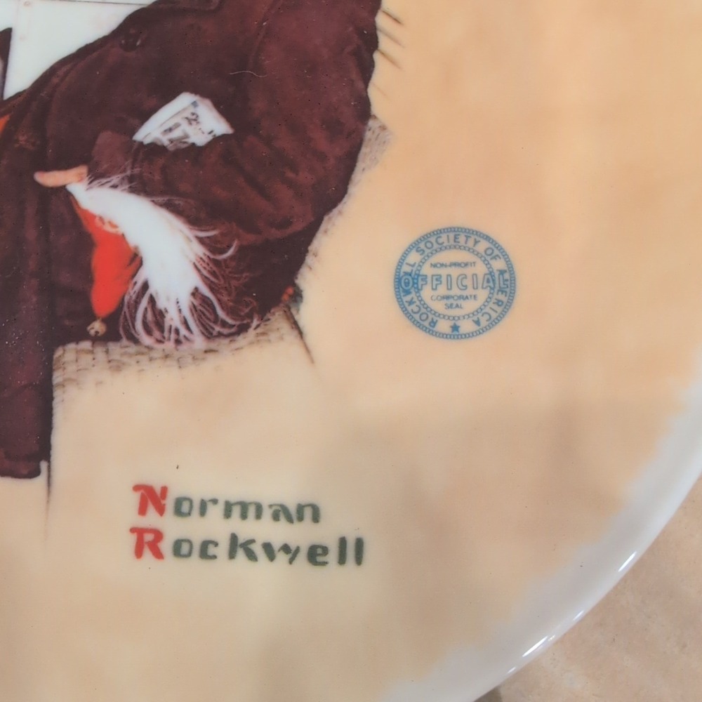 1983 Norman Rockwell Santa in the Subway Christmas Plate Edwin M Knowles - Picture 3 of 8